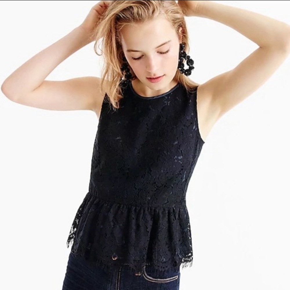 J. Crew black lace peplum tank